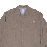 TIMBERLAND Mens Shirt Brown Striped Long Sleeve XL