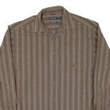 NAUTICA Mens Shirt Brown Striped Long Sleeve L