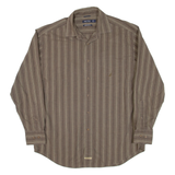 NAUTICA Mens Shirt Brown Striped Long Sleeve L