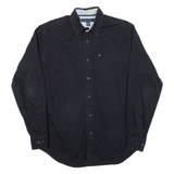 TOMMY HILFIGER Mens Plain Shirt Black Long Sleeve XS