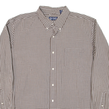 CHAPS Mens Shirt Brown Check Long Sleeve XL