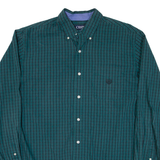 CHAPS Tall Mens Shirt Green Check Long Sleeve XL