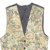 Womens Blazer Waistcoat Beige Viscose 90s Floral L