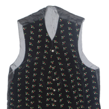 Womens Blazer Waistcoat Black 90s Floral S