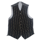 Womens Blazer Waistcoat Black 90s Floral S