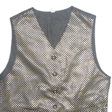 Womens Blazer Waistcoat Black 90s Spotted UK 10