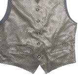 Womens Blazer Waistcoat Black 90s Spotted UK 10