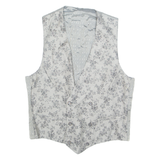 Mens Blazer Waistcoat Grey 90s Floral L
