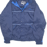 ASICS Mesh Lined Mens Windbreaker Jacket Blue 90s Hooded L