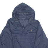 NAUTICA Mesh Lined Pullover Mens Rain Jacket Blue Hooded 2XL