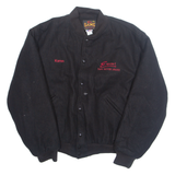 GAME Mens Bomber Jacket Black Wool 90s USA 2XL