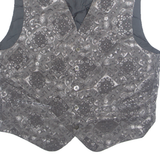 TZIACCO Mens Blazer Waistcoat Grey 90s Crazy Pattern L