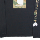 CARHARTT Camo Boys T-Shirt Black Long Sleeve XL