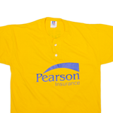 RUSSELL ATHLETIC Mens T-Shirt Yellow Button Neck M