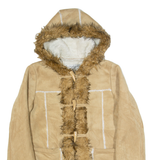ROMANTIC MOCHA Sherpa Lined Womens Duffle Coat Brown Hooded M