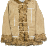 ROMANTIC MOCHA Sherpa Lined Womens Duffle Coat Brown Hooded M