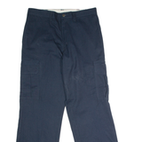 DICKIES Workwear Cargo Mens Trousers Blue Regular Straight W34 L32