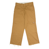 DICKIES Workwear Mens Twill Trousers Brown Loose Straight W30 L27