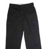 DICKIES Workwear Cargo Mens Twill Trousers Black Relaxed Straight W34 L32