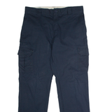 DICKIES Flex Workwear Cargo Mens Trousers Blue Regular Straight W36 L34