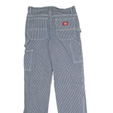DICKIES Hickory Striped Workwear Carpenter Womens Twill Trousers Blue Straight W25 L30