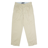 TOMMY HILFIGER Cuffed Chino Mens Twill Trousers Beige Regular Straight W32 L30