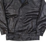Belted Womens Biker Jacket Black Leather 90s M