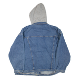 Mens Denim Jacket Blue Hooded XL