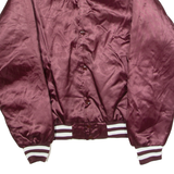 SWINGSTER Mens Bomber Jacket Maroon Satin Nylon 90s S