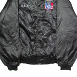 NEMESIS SPORTSWEAR Indianapolis Local 1070 Amalgamated Transit Union 'DJA' Mens Bomber Jacket Black Satin Nylon 90s XL