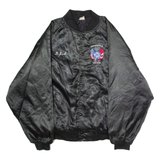 NEMESIS SPORTSWEAR Indianapolis Local 1070 Amalgamated Transit Union 'DJA' Mens Bomber Jacket Black Satin Nylon 90s XL