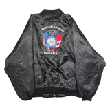 NEMESIS SPORTSWEAR Indianapolis Local 1070 Amalgamated Transit Union 'DJA' Mens Bomber Jacket Black Satin Nylon 90s XL