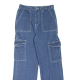 ARDENE High Rise Cargo Style Womens Jeans Blue Loose Straight W30 L30
