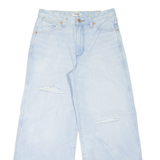 WRANGLER Distressed Womens Jeans Blue Loose Wide-Leg Stone Wash W26 L26