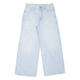 WRANGLER Distressed Womens Jeans Blue Loose Wide-Leg Stone Wash W26 L26