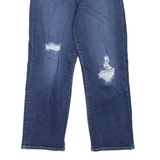 LEVI'S Ribcage Distressed Womens Jeans Blue Relaxed Straight Stone Wash W29 L27