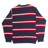 TOMMY HILFIGER Mens Patterned Jumper Blue Striped Tight Knit M