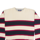 TOMMY HILFIGER Mens Patterned Jumper Cream Striped Tight Knit M