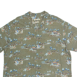 BATIK BAY Mens Hawaiian Shirt Green 90s Floral 2XL