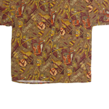 OAK STREET Mens Shirt Brown 90s Crazy Pattern L