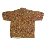 OAK STREET Mens Shirt Brown 90s Crazy Pattern L