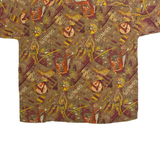 OAK STREET Mens Shirt Brown 90s Crazy Pattern L