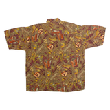 OAK STREET Mens Shirt Brown 90s Crazy Pattern L