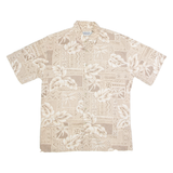 WINDHAM POINTE Mens Hawaiian Shirt Beige 90s Floral M