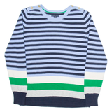 TOMMY HILFIGER Womens Patterned Jumper Blue Striped Tight Knit L