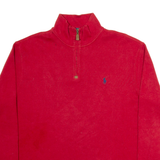 POLO RALPH LAUREN Mens Jumper Red 1/4 Zip Tight Knit L
