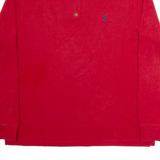 POLO RALPH LAUREN Mens Jumper Red 1/4 Zip Tight Knit L