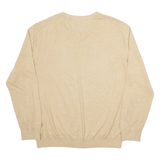 TOMMY HILFIGER Mens Jumper Brown V-Neck Tight Knit XL