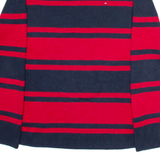 TOMMY HILFIGER Womens Patterned Jumper Red Striped Tight Knit L
