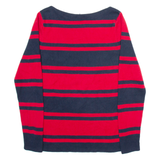 TOMMY HILFIGER Womens Patterned Jumper Red Striped Tight Knit L